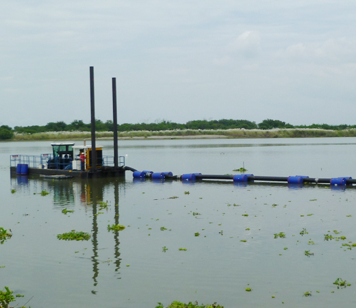 A VMI cutter suction dredger working on location