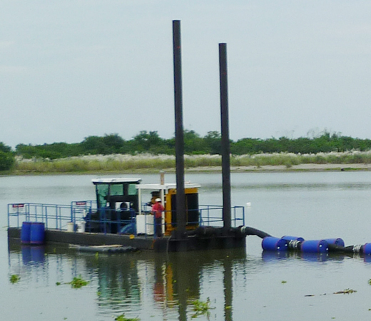 A VMI Dredge Titan 1027 cutter suction dredger working on location